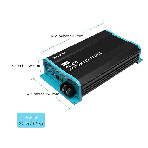 Renogy Cargador de Batería a Bordo 12V 60A DC a DC para Gel/AGM/Litio, Negro y Azul, RNG-DCC1212-60