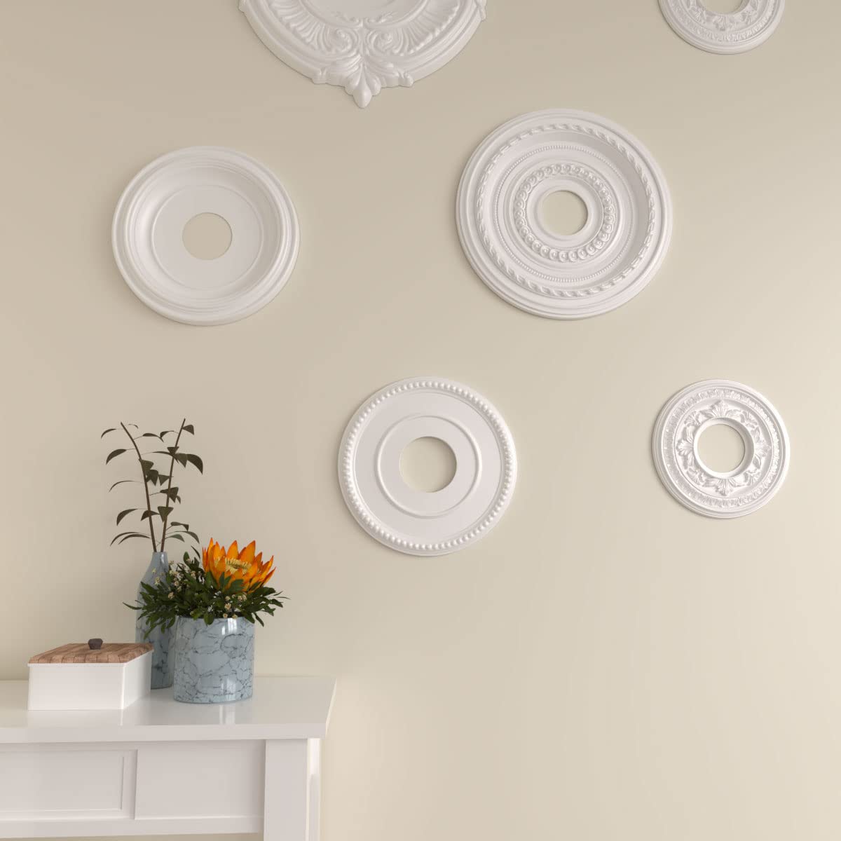 Ekena Millwork CM12BR 12 1/2-Inch OD x 3 7/8-Inch ID x 3/4-Inch Bradford Ceiling Medallion