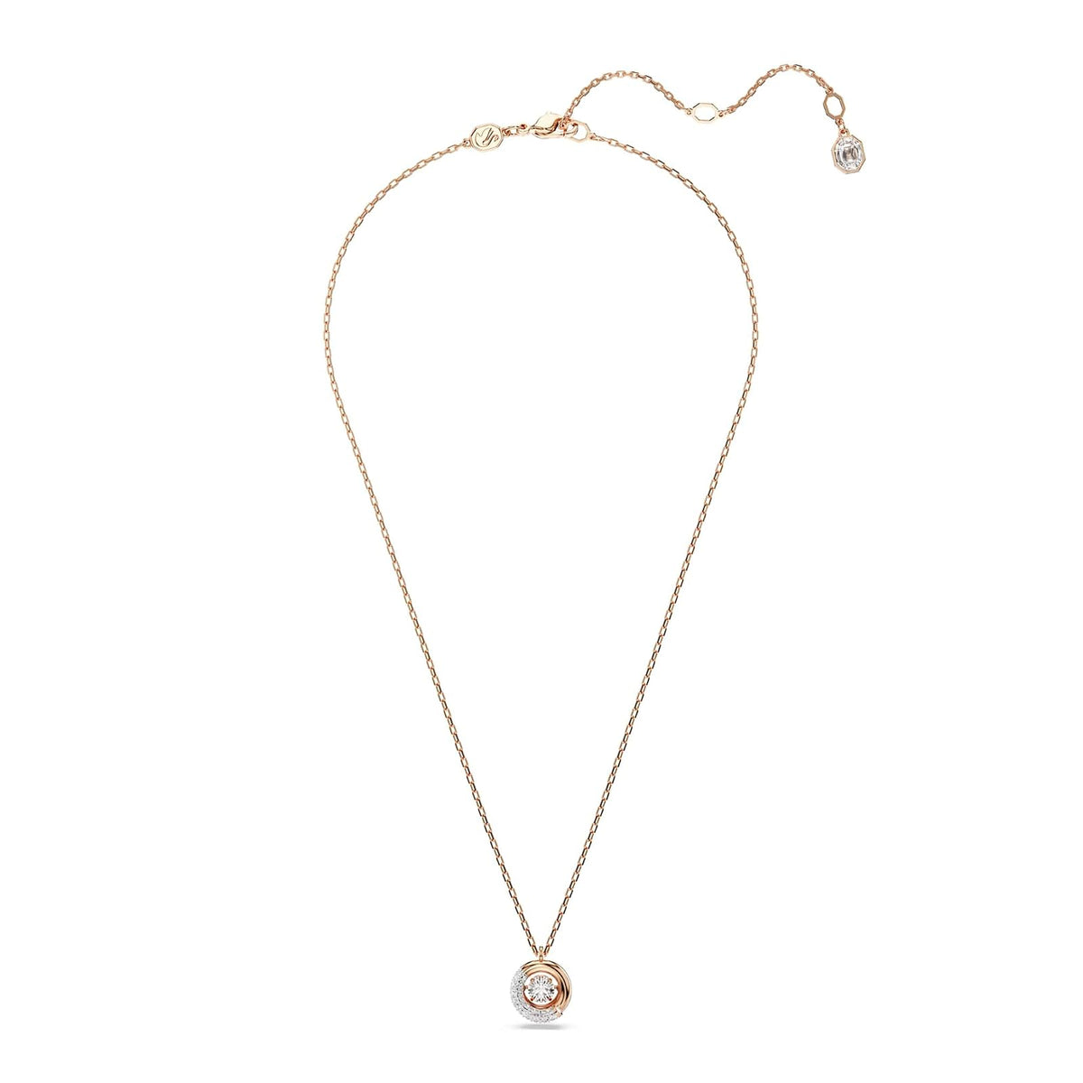 Swarovski Colgante Dextera, Talla redonda, Blanco, Baño tono oro rosa