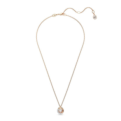Swarovski Colgante Dextera, Talla redonda, Blanco, Baño tono oro rosa