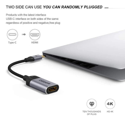 USB C to HDMI Adapter 4K 30Hz Cable, QGeeM USB Type-C to HDMI Adapter [Thunderbolt 3 Compatible] MacBook Pro 2018/2017, Samsung Galaxy S9/S8, Surface Book 2, Dell XPS 13/15, Pixelbook More