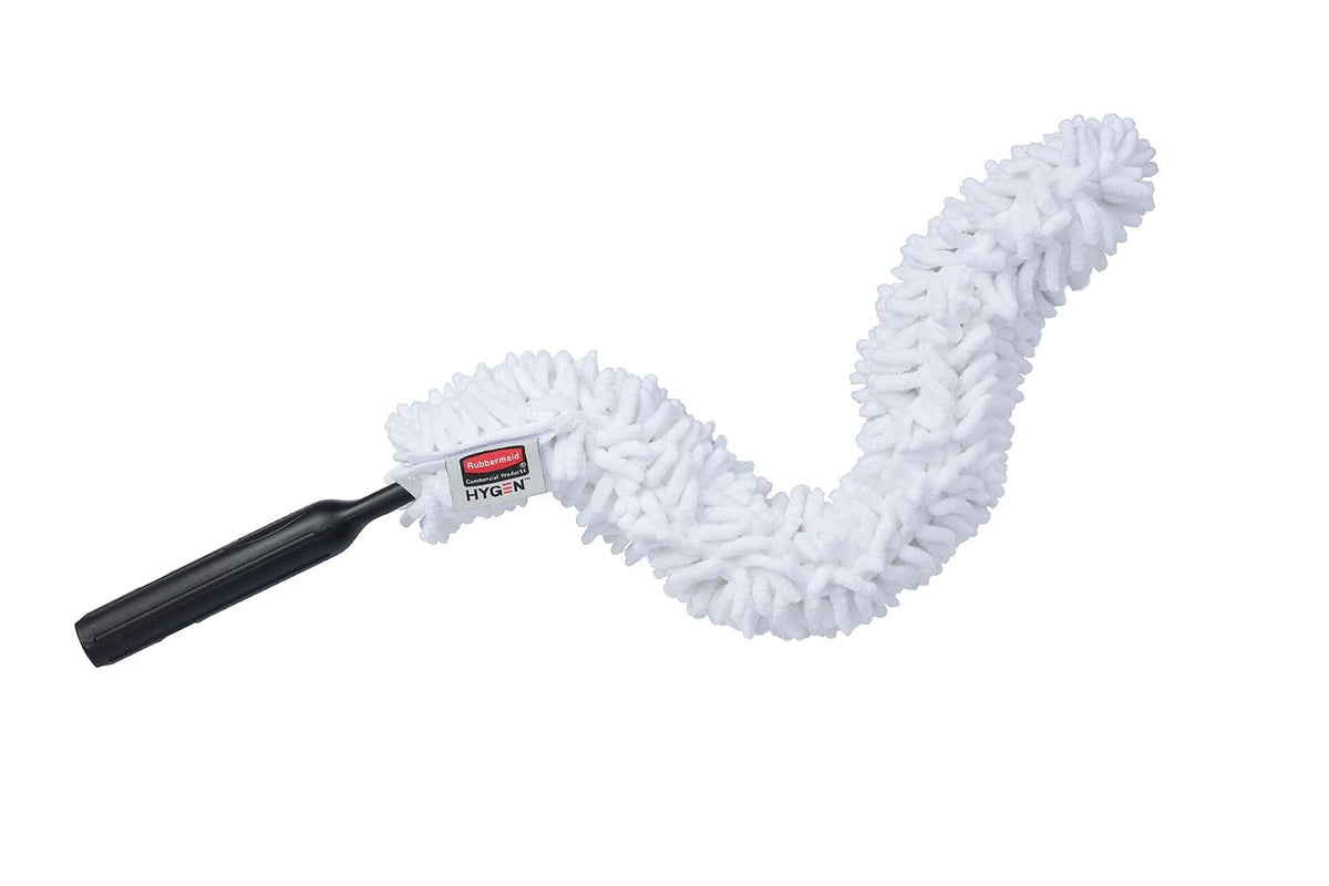 Rubbermaid Commercial Products HYGEN - Varita flexible de conexión rápida con funda de microfibra, color blanco | Funda de microfibra para zonas de difícil acceso, compatible con sistema HYGEN, color blanco