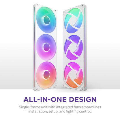 NZXT F420 RGB Core - Unidad de ventilador de un solo marco de 420 mm con 3 ventiladores RGB de 140 mm - Control de velocidad e iluminación, alta presión estática y flujo de aire, rodamientos dinámicos