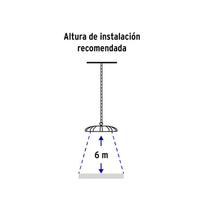 Volteck HB-100L, Luminario LED 100 W High Bay, luz blanca fría 6500K, color negro