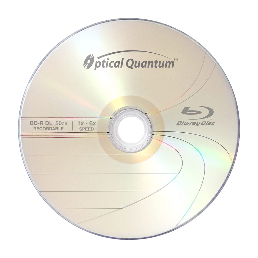 Optical Quantum OQBDRDL06LT-25 Disco BLU-Ray Grabable (BD-R) de Doble Capa, Superficie Imprimible, 6X, 50 GB, Torre de 25 Unidades