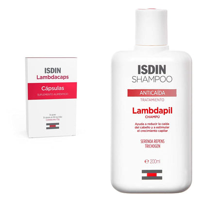 ISDIN Lambdacaps Suplemento Alimenticio para el Cabello, 30 Cápsulas - Suplemento Alimenticio + Champú
