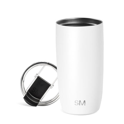 Simple Modern Voyager - Taza de Viaje con Tapa Abatible, Acero Inoxidable, Popotes Incluidos - 475ml - -Winter White