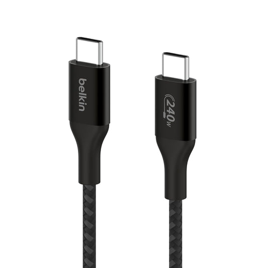 Belkin - Cable USB C a USB C, 6.5 pies, 240 W, cargador tipo C, cable de cargador para iPhone, carga rápida para iPhone 16, Galaxy S25, Pixel 9, MacBook, Chromebook, iPad Pro, interruptor de cubierta