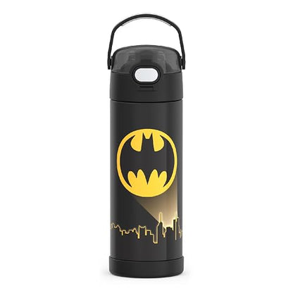 THERMOS FUNTAINER Botella aislada al vacío de acero inoxidable de 16 onzas con tapa de boquilla ancha, Batman