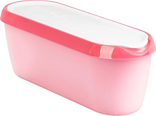 Tovolo Glide-A-Scoop - Tina de helado reutilizable, flamenco, hermético, sin BPA, para helado casero, almacenamiento compacto en congelador, apto para lavaplatos (1.5 cuartos de galón)