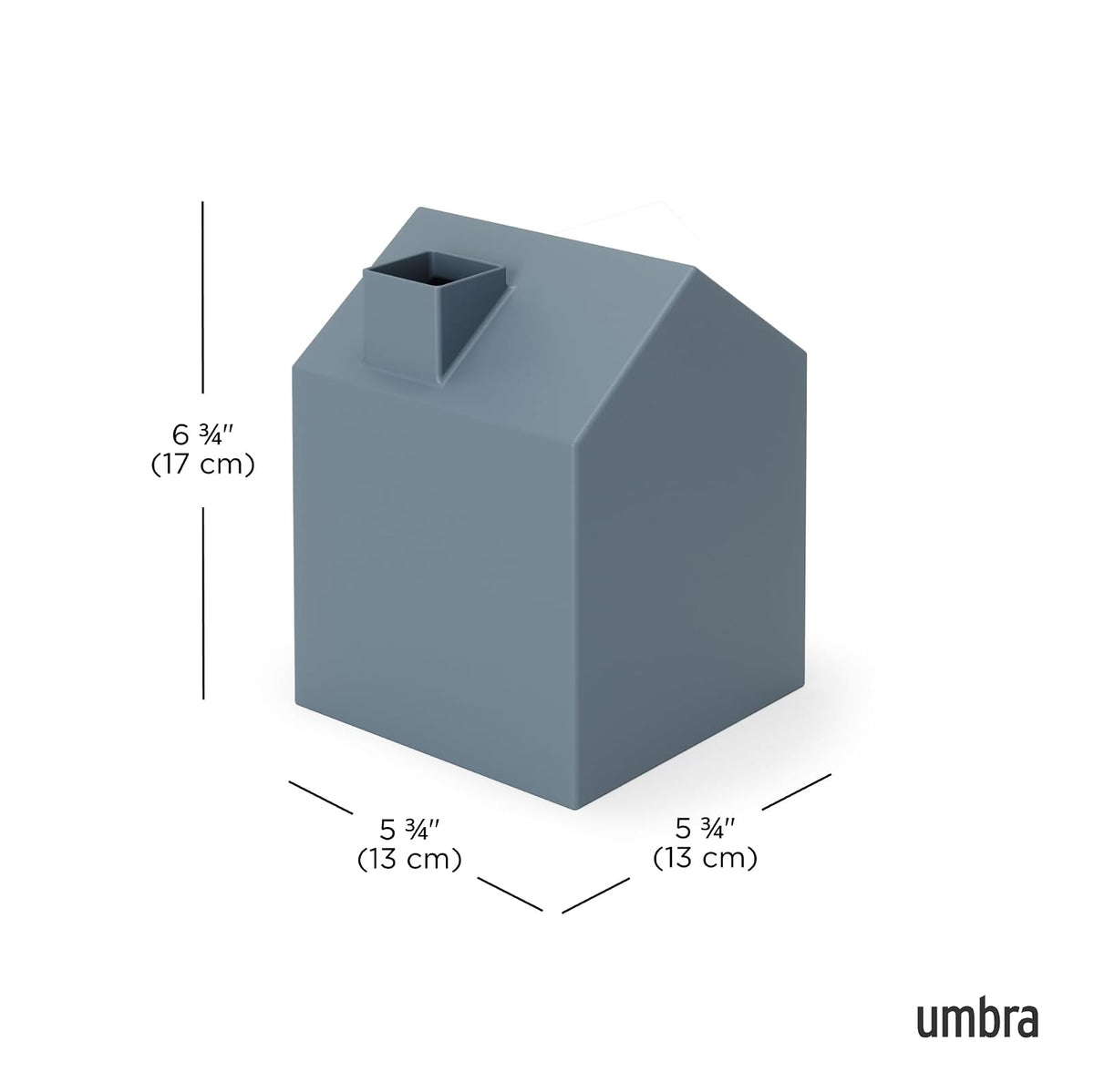 Umbra Caja de pañuelos Decorativa – Dispensador de pañuelos Moderno y Decorativo para baño, Oficina, Dormitorio y más, Color Azul Pizarra, 13 x 13 x 17 cm