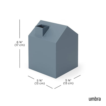 Umbra Caja de pañuelos Decorativa – Dispensador de pañuelos Moderno y Decorativo para baño, Oficina, Dormitorio y más, Color Azul Pizarra, 13 x 13 x 17 cm