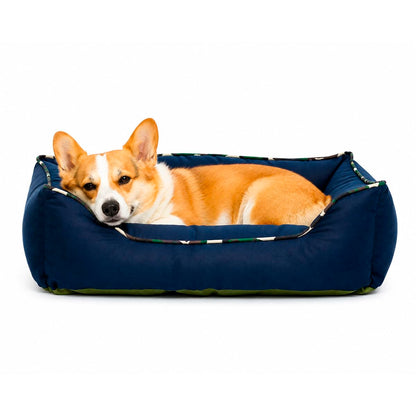 Fancy Pets Cama Corgi para Perros Chica 53 x 44 x 22 cm Azul Cama Acolchada con Orilla Suave Lavable y Resistente para Descanso Diario