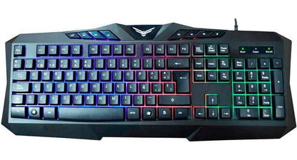 Gaming NACEB Teclado Gamer Retroiluminado NA-0912, Teclas Multimedia, Teclado de Membrana USB con Iluminación LED, Idioma Español