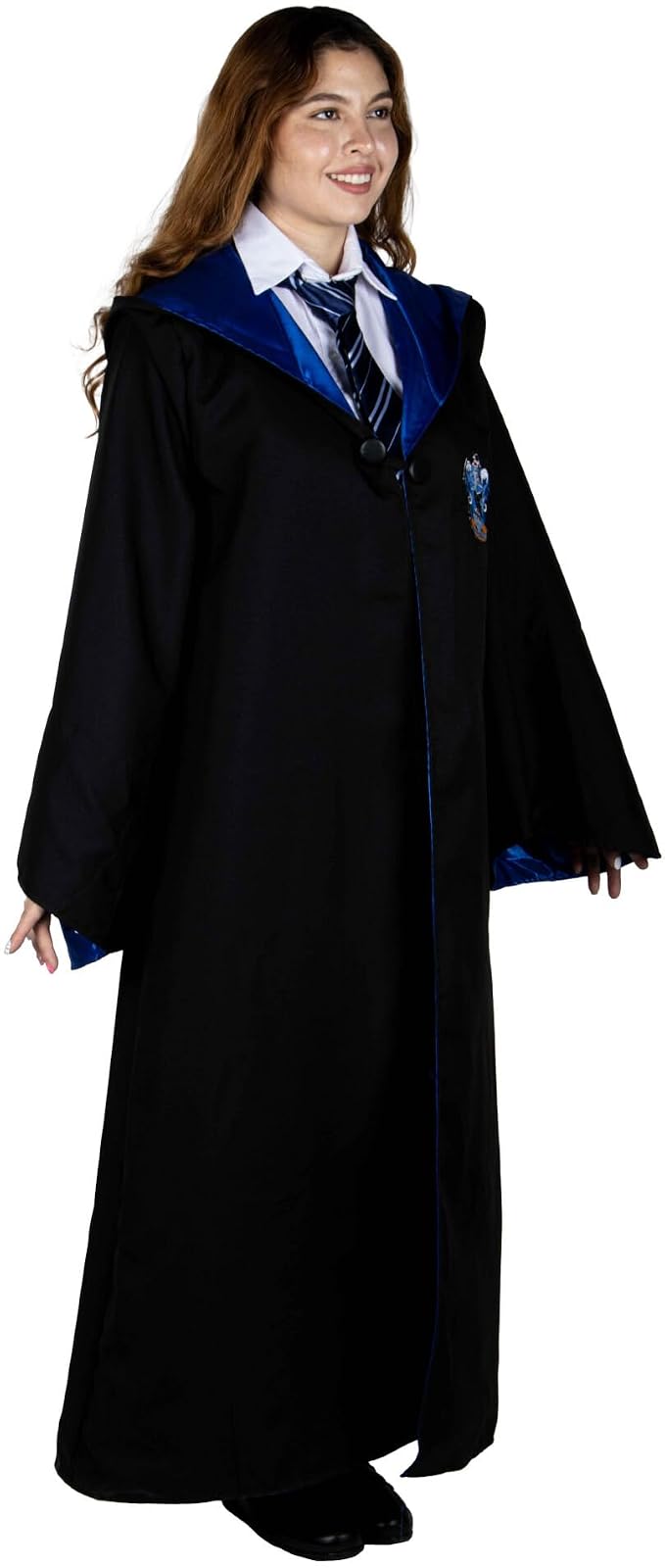 REV Disfraz Mujer Ravenclaw.Capa y Falda Harry Potter para Mujer.Capa Azul Ravenclaw. Disfraz de Poliéster para Adulto.Ideal para Halloween y Fiestas