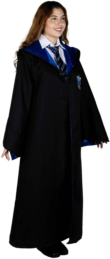 REV Disfraz Mujer Ravenclaw.Capa y Falda Harry Potter para Mujer.Capa Azul Ravenclaw. Disfraz de Poliéster para Adulto.Ideal para Halloween y Fiestas