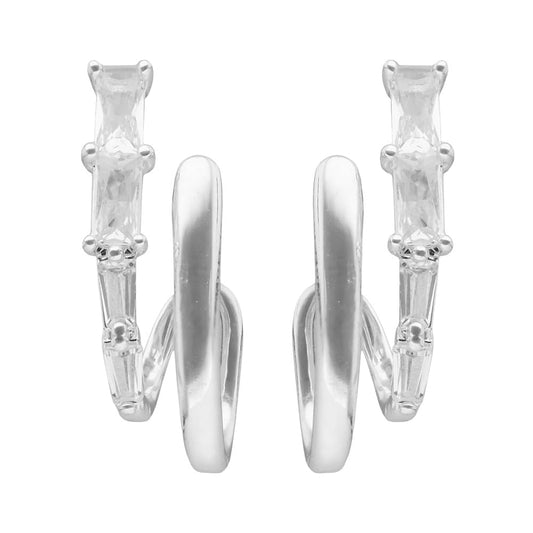 Anne Klein Aretes Plateado Aros para Mujer | Plateado, pequeño, cristal, cierre tipo poste, 1 par