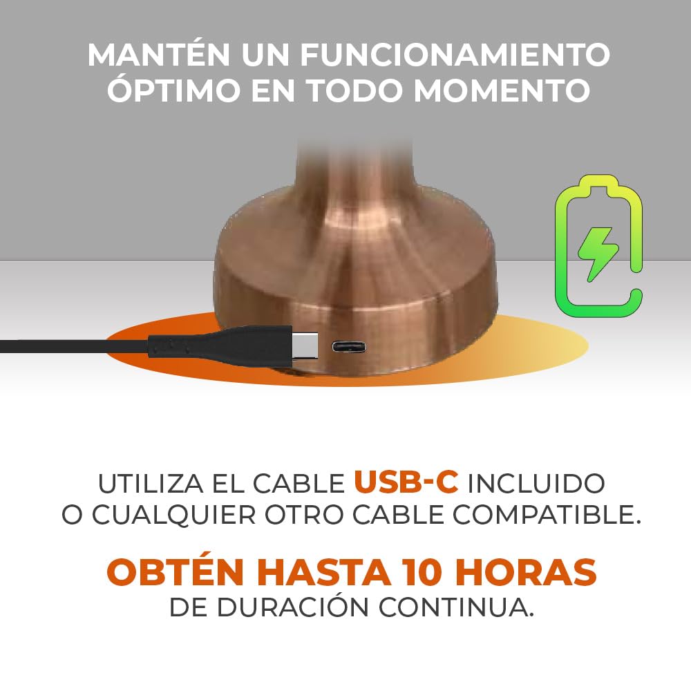 Tecnolite - Lámpara de Mesa LED 3 W Portátil, Recargable, Luz Blanca Ajustable y Atenuable Táctil, Lámpara Interior para Restaurante