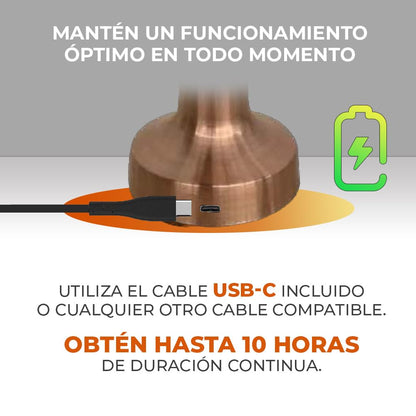 Tecnolite - Lámpara de Mesa LED 3 W Portátil, Recargable, Luz Blanca Ajustable y Atenuable Táctil, Lámpara Interior para Restaurante