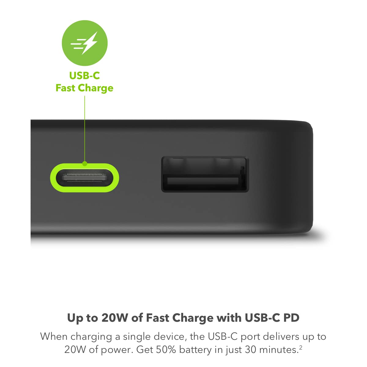 mophie Powerstation 2023 con Banco de energía PD - Batería Interna Grande de 10.000 mAh, (2) Puertos USB-A y (1) Puerto de Entrada/Salida de Carga rápida USB-C PD de 20 W, Apto para Viajes