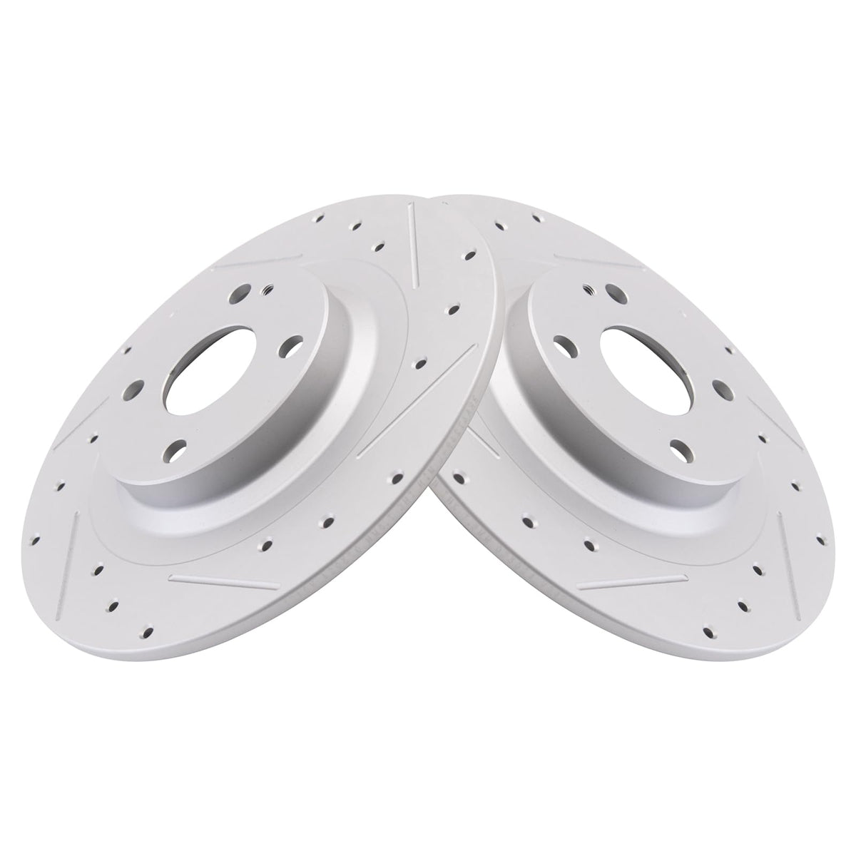 TRQ Juego de rotores de freno trasero ranurados y sólidos con recubrimiento G Compatible con Fiat 124 Spider 2017-2020 y Mazda MX-5 Miata 2016-2024