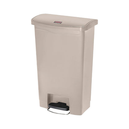 Rubbermaid Commercial Products Slim Jim Step-On Plastic Trash/Garbage Cans - 13 Gallon - Plastic Front Step Step-On - Beige