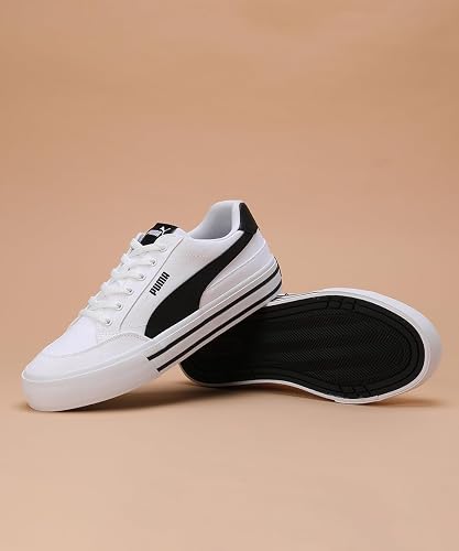 PUMA, Tenis Court Classic Vulcanizado, Unisex, Blanco con Negro, Talla 25,5