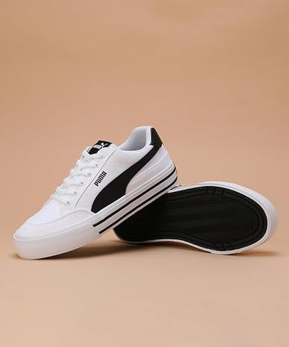 PUMA, Tenis Court Classic Vulcanizado, Unisex, Blanco con Negro, Talla 25,5