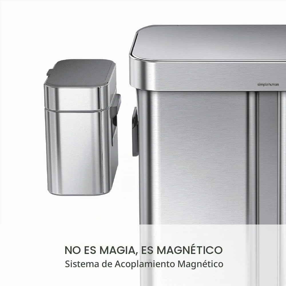 Organizador para abono simplehuman de 4 litros con contenedor Desmontable y para encimera, de Acero Inoxidable Cepillado.