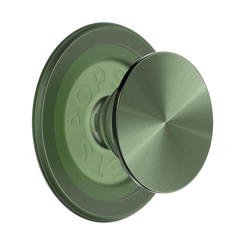 PopSockets - Empuñadura para teléfono MagSafe con Soporte, Soporte magnético, Parte Superior Intercambiable, sujeción Segura para iPhone MagSafe, teléfono y Tablet, Agarre Radial de alumbre Oliva