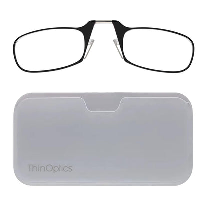 ThinOptics Lentes de Lectura +1.50 con Estuche Adherible para Celular, Negro - Black Frame ,White Case - 1.9375 x 3.75 x 0.1875 inches