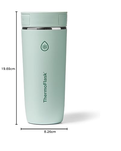 Thermoflask - Vaso de café de viaje con tapa Sip-N-Lok, acero inoxidable, taza aislada para café, té y más, diseño a prueba de fugas y apto para lavaplatos, 16 onzas, verde salvia