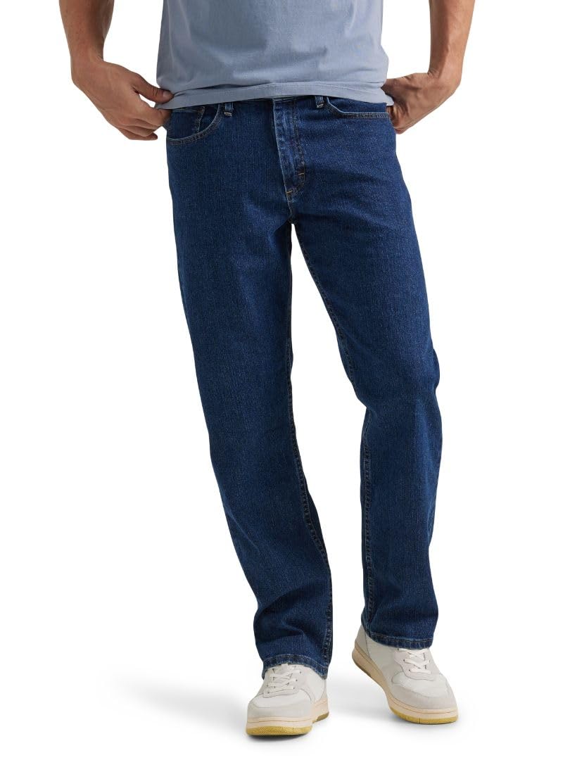 Wrangler Authentics Jean de Corte Holgado para Hombre - Color oscuro lavado a la piedra - 36W x 30L