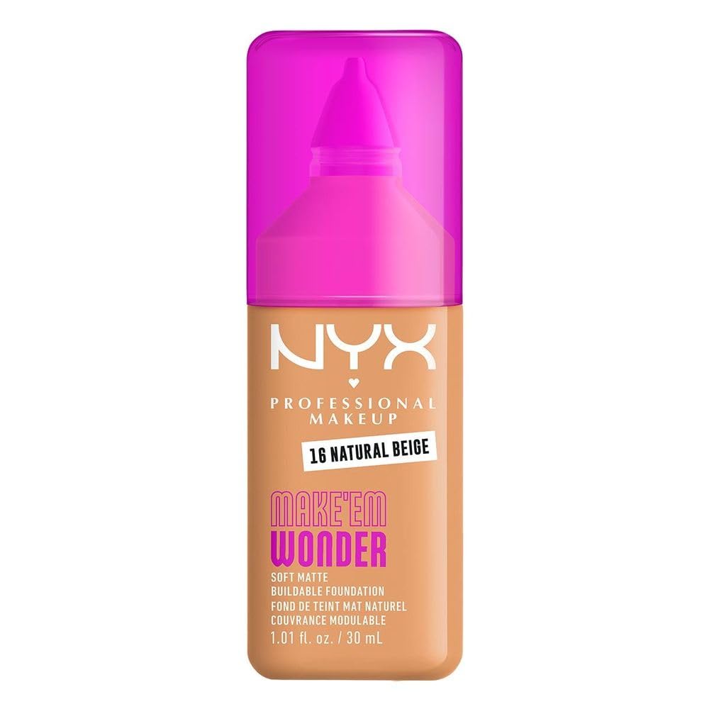 NYX Make 'Em Wonder Base de Maquillaje Mate, Tono Buff - NATURAL BEIGE