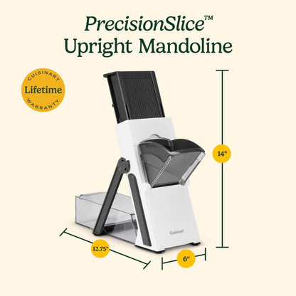 Cuisinart Mandolina Vertical Precision Slice Ajustable | Mandolina compacta y plegable, Tubo de alimentación extra ancho se adapta fácilmente a los cortes más grandes de alimentos