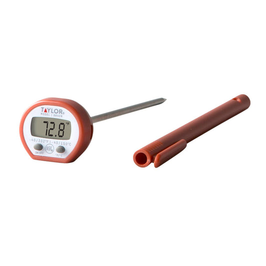 Taylor Precision Products Termómetro digital de lectura instantánea para carne, parrilla, cocina, barbacoa, cocina, viene con clip de manga de bolsillo, rojo