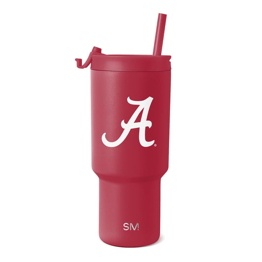 Simple Modern - Vaso con licencia oficial de Alabama Crimson Tide de 30 onzas con tapa abatible y popotes | Copa aislada de acero inoxidable | Regalos para hombres y mujeres | Colección Trek |