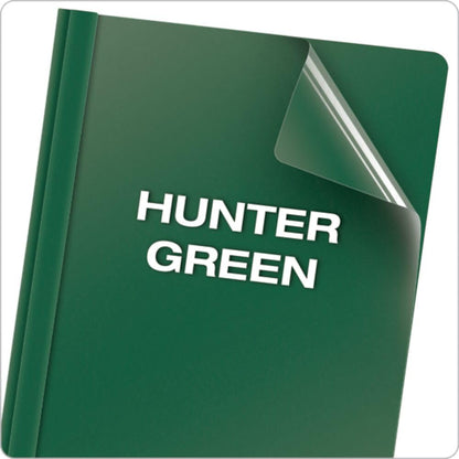 Oxford Fundas transparentes para informes con respaldo de cuero sintético, 25 por caja, Color: verde cazador, Hunter Green