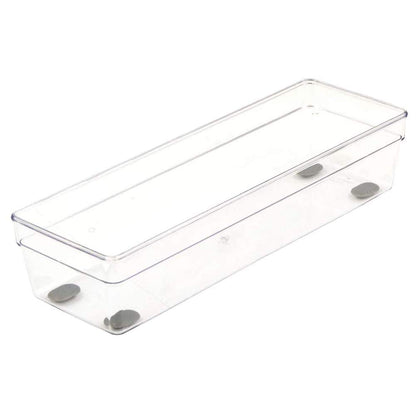 Glad - Bandeja de almacenamiento para cajones de plástico – muy resistente organizador para el hogar, cocina, baño, recámara, oficina, Transparente, 9.5x3, 1
