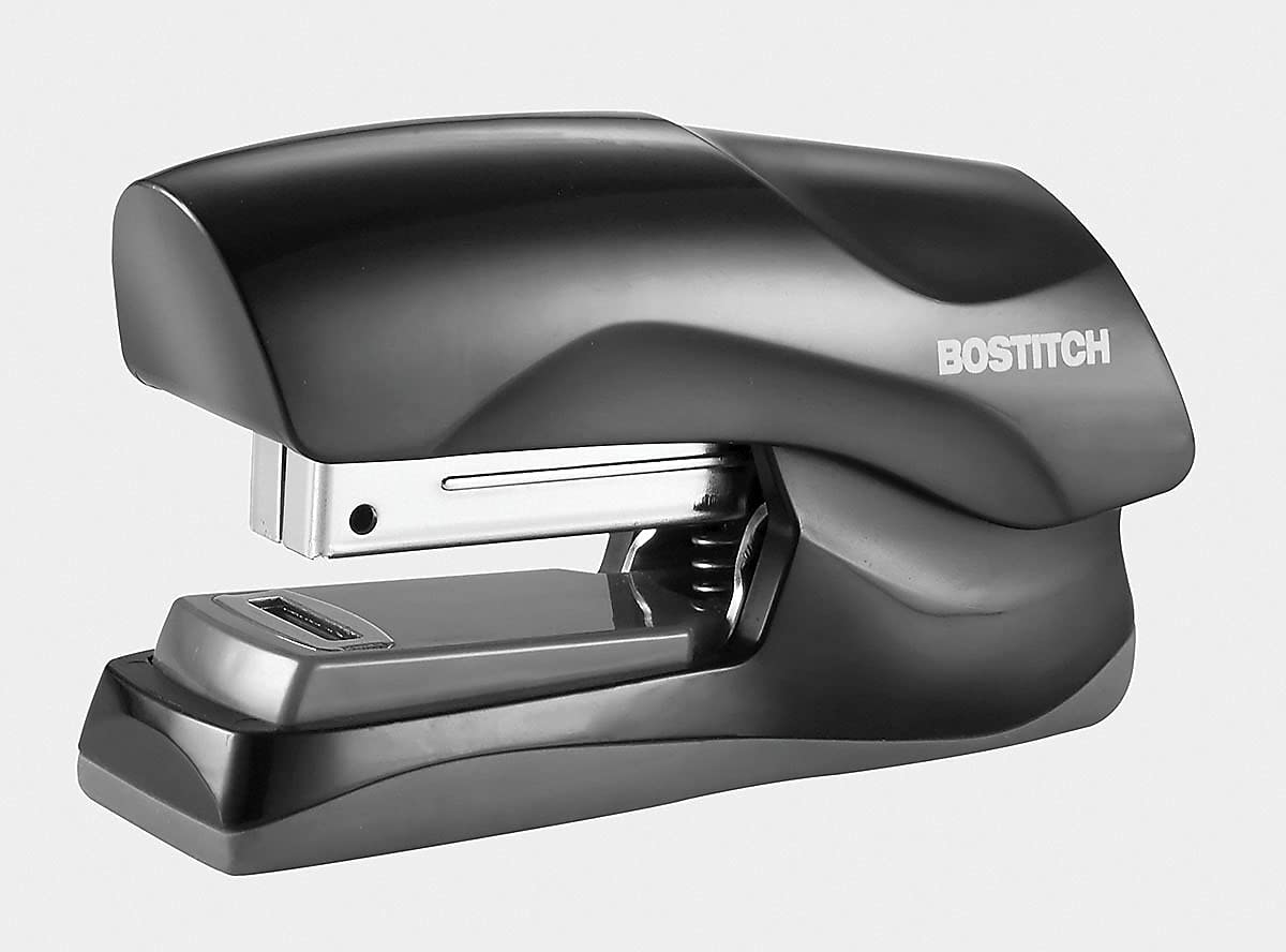 Bostitch - Grapadora de oficina resistente, capacidad de 40 hojas, sin atascos, media tira, cabe en la palma de tu mano, para aula, oficina o computadora, color negro