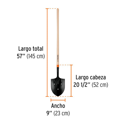Truper PARRO-LP, Pala irrigación, Modelo arrocera 3 Perforaciones, Mango Largo