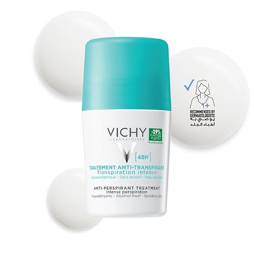 Vichy Deo Tratamiento Antitranspirante 48H Desodorante Roll On para Transpiración Intensa, Protección Contra el Sudor y el Mal Olor, Apto para Todo Tipo de Piel 50 ml