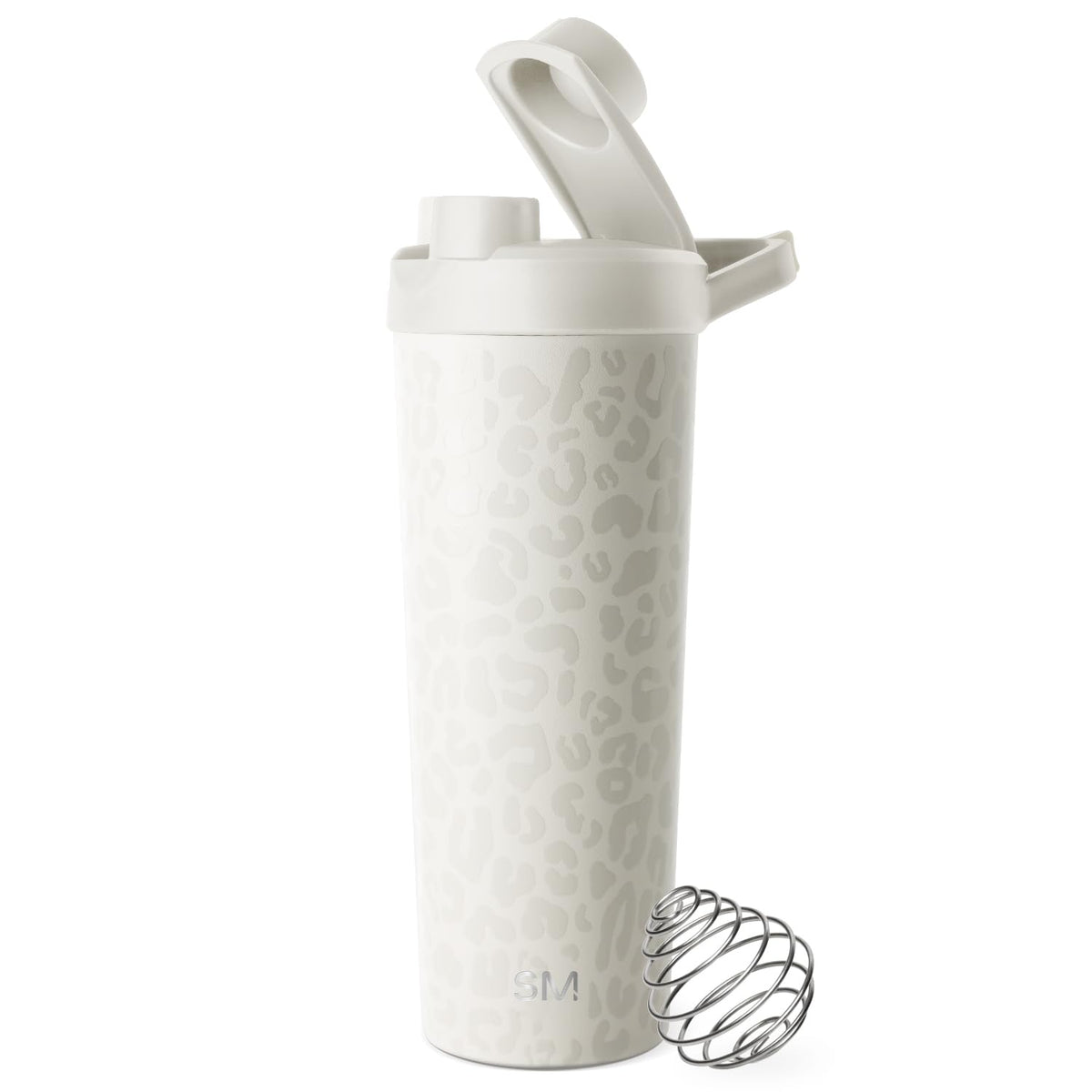 Simple Modern Rally Botella Mezcladora de Acero Inoxidable con Bola, 710 ml - 0.7 Litros - Pattern: Cream Leopard