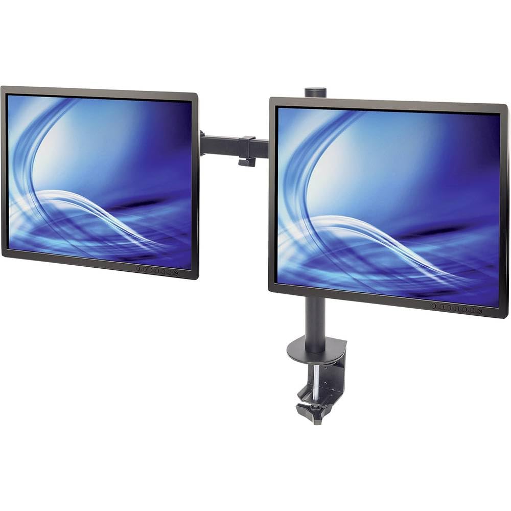 Manhattan - Soporte para Monitor, Adaptable a Pantalla de 13" a 32", hasta 8 kg de Carga, Montaje para 2 Pantallas en Escritorio, para Monitor de Pantalla Plana, Movimiento articulado, Ajuste Altura