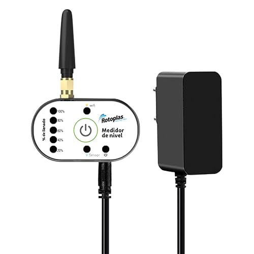 Rotoplas Medidor de Nivel de Agua Ultrasónico WiFi | Control remoto por app, sensor ultrasónico, IP67, WiFi 2.4 GHz, cable USB 5 m, 24.5 x 16 x 12.5 cm