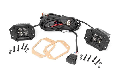 Rough Country 70803BLKDRLA Luces LED CREE 2" Montaje Empotrado Cuadrado DRL Ámbar Par Negro para SUV/Camiones