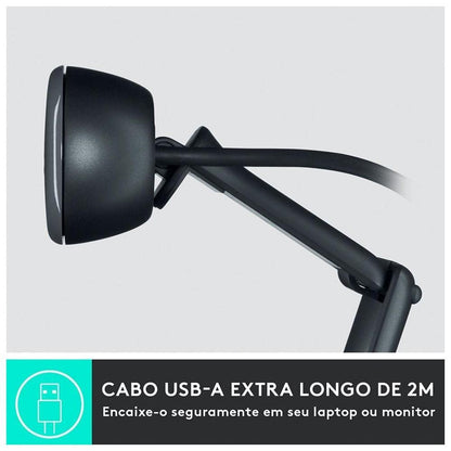 Logitech Camara Web C505 HD 720p 30 fps, Microfono hasta 3 Metros de Alcance, Cable de 2m