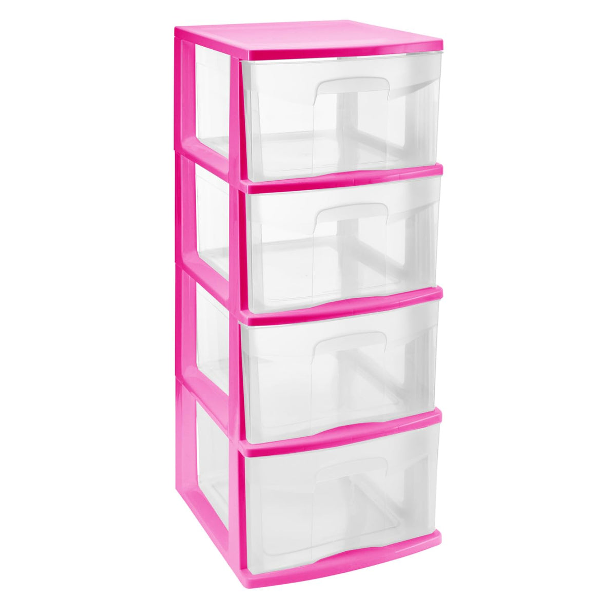 Italhome Cajonera ONYX 4 de Plástico Rosa con 4 Cajones Transparentes, Organizador Multiusos para Recámara, Oficina o Cocina