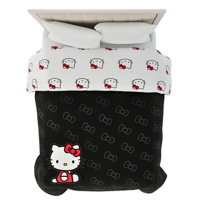 Franco Collectibles Hello Kitty Bedding - Edredón Reversible de Microfibra súper Suave y Acogedor, tamaño matrimonial (Producto con Licencia Oficial)