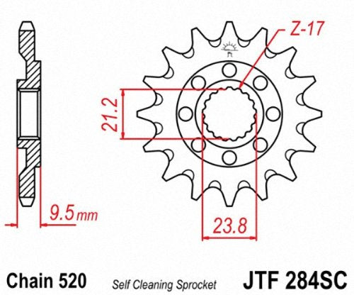 JT Sprockets JTF284.13SC 13T Piñón Delantero de Acero, Negro